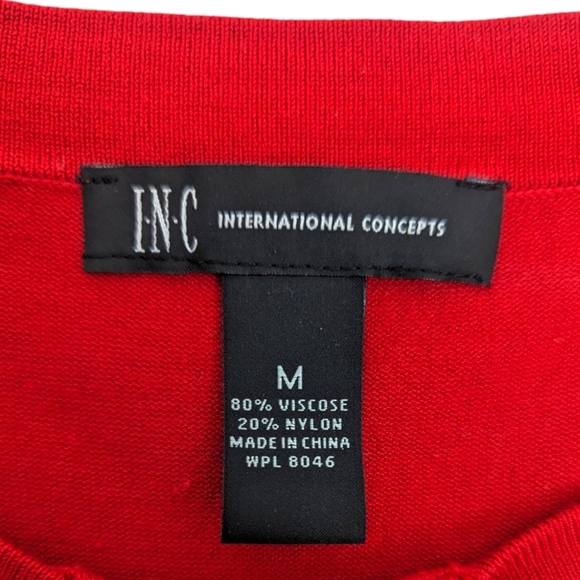 INC Macys Stretch Knit Fit & Flare Dress NEW Womens Medium Red Long Sleeve - Picture 7 of 10
